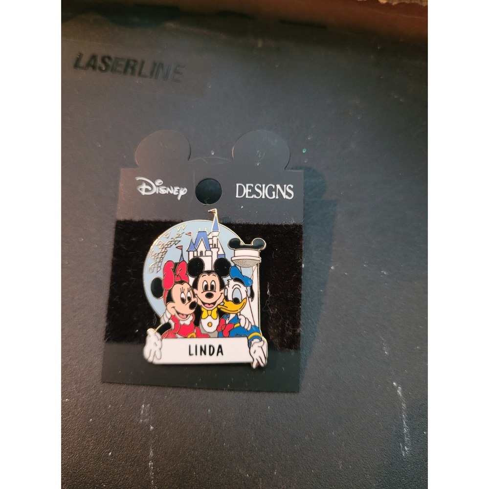 LINDA  personalize name pin WALT DISNEY WORLD MICKEY- MINNIE- DONALD by CASTLE